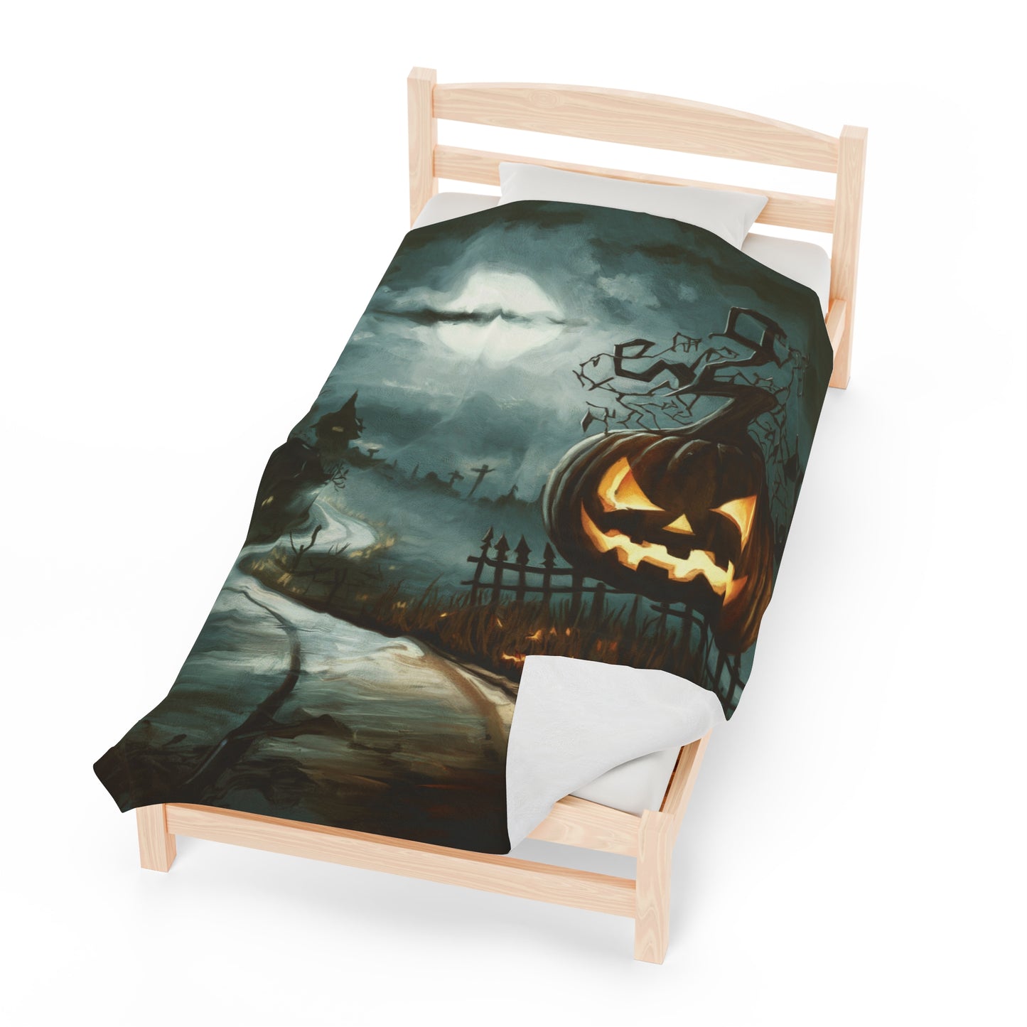 Haunted Street - Halloween Velveteen Plush Blanket