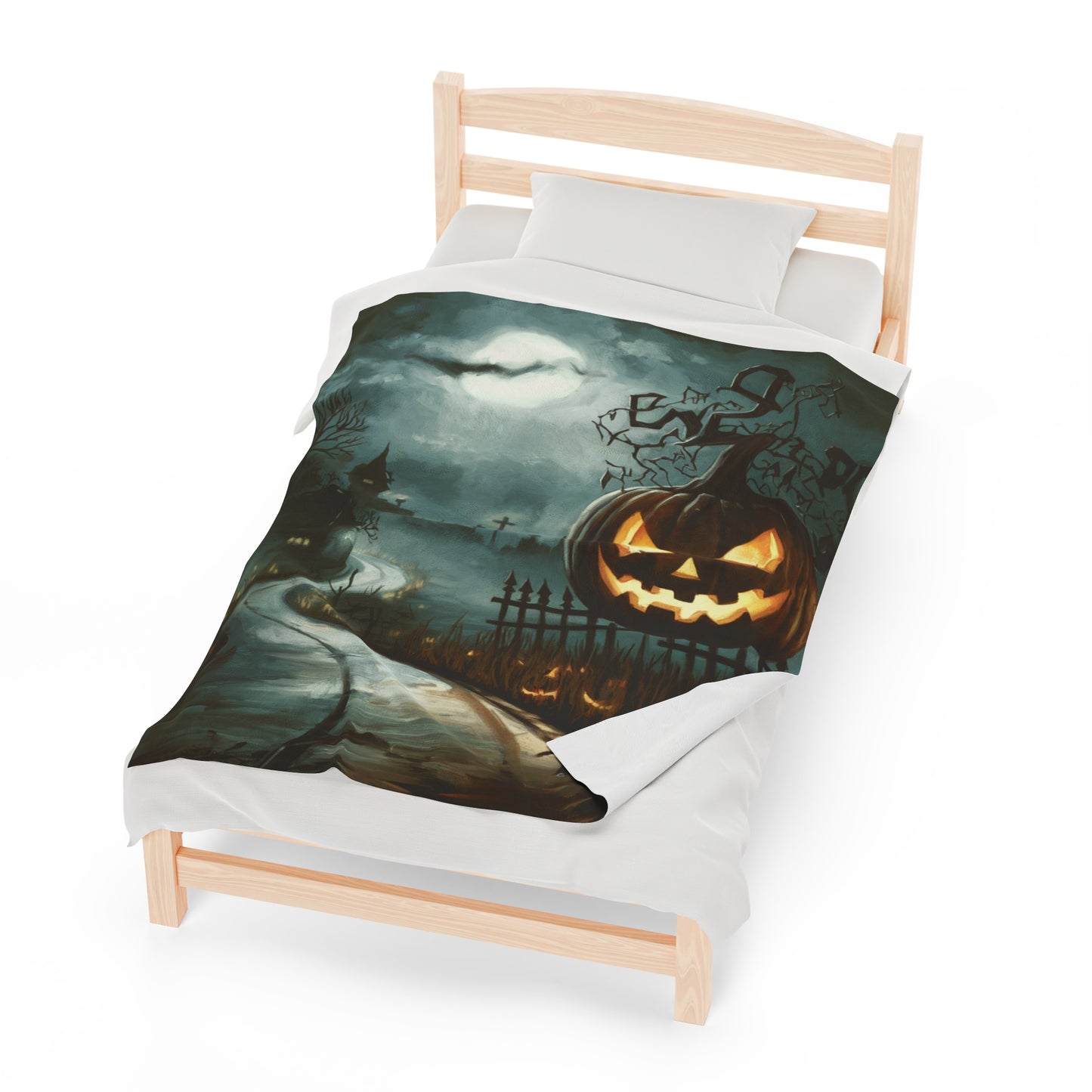 Haunted Street - Halloween Velveteen Plush Blanket