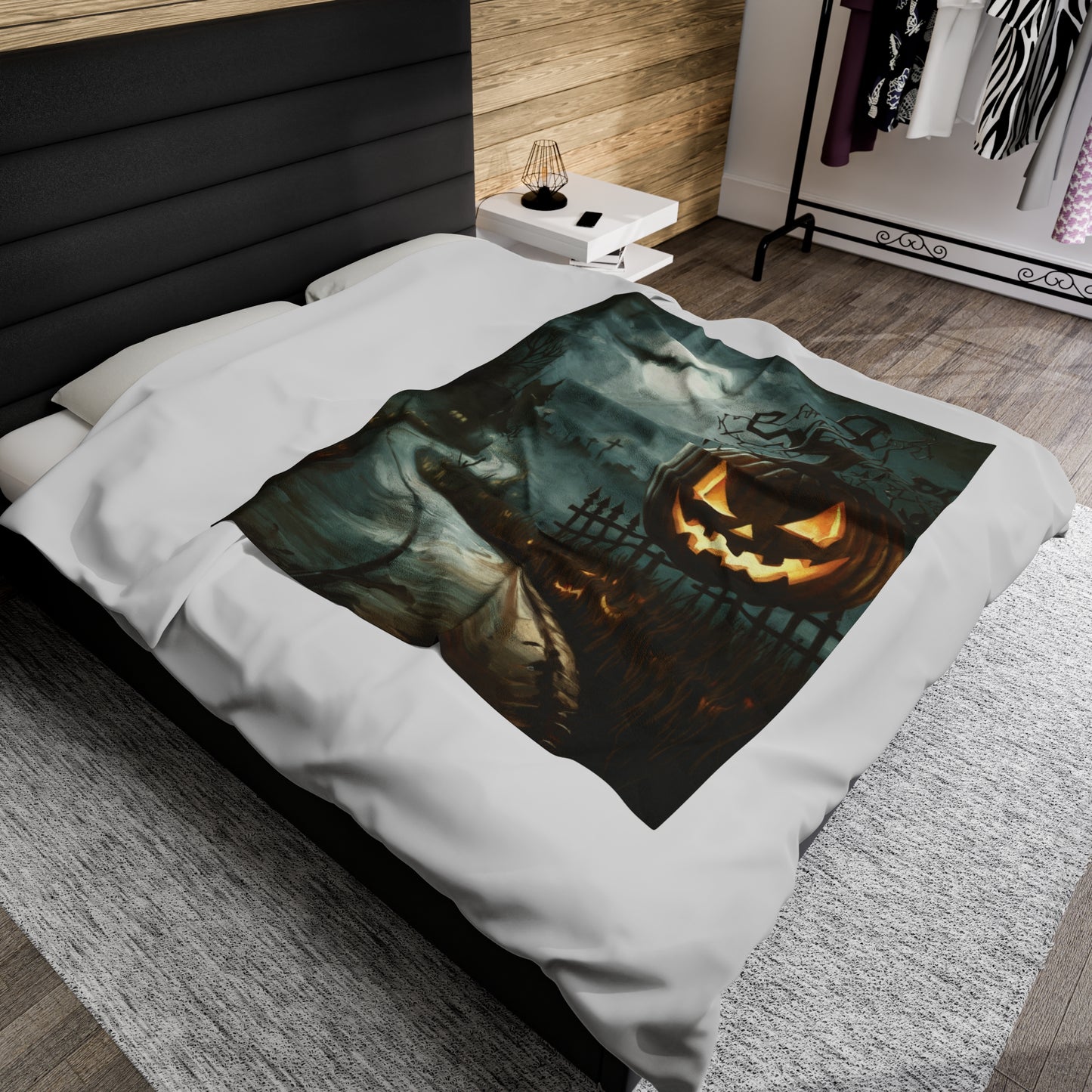 Haunted Street - Halloween Velveteen Plush Blanket