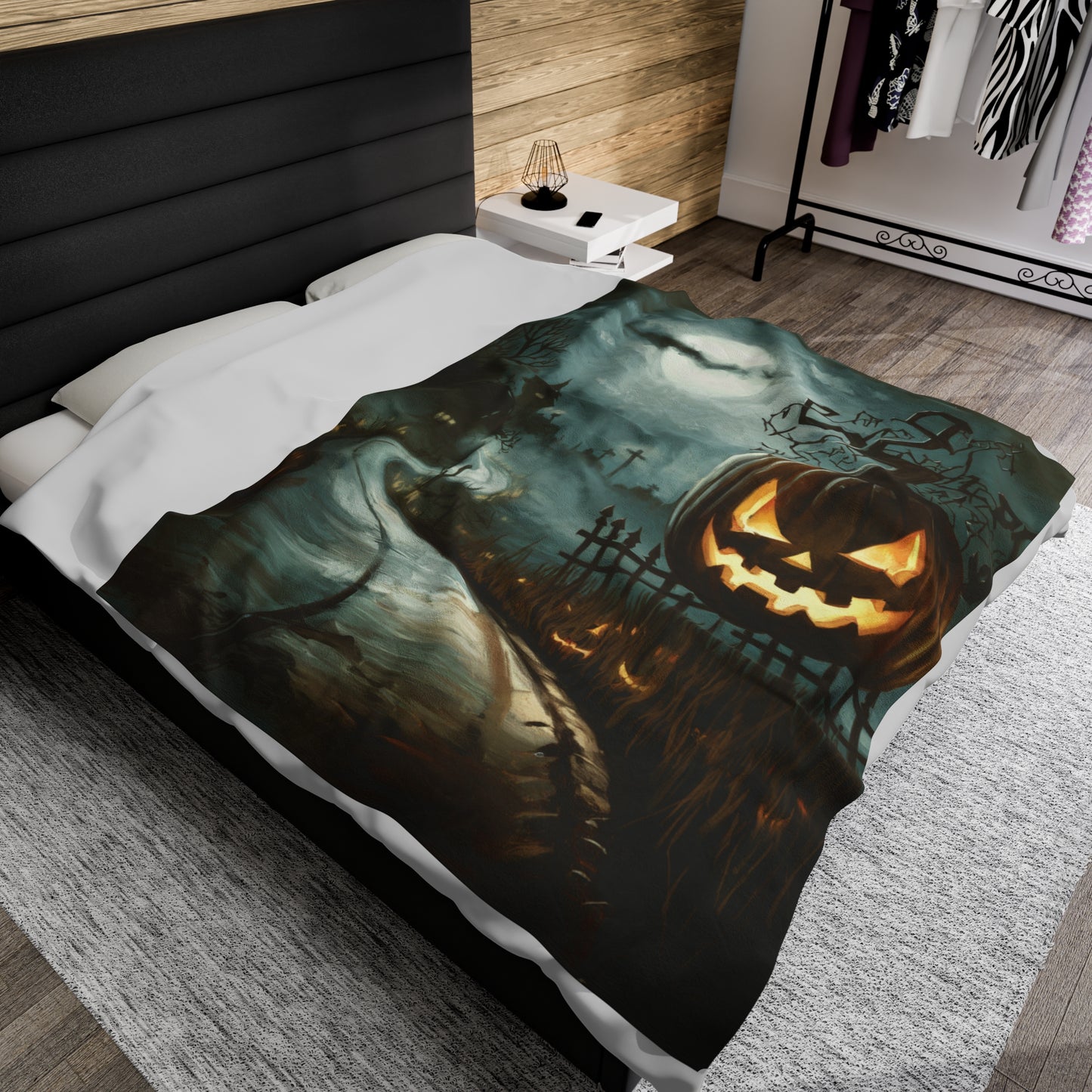 Haunted Street - Halloween Velveteen Plush Blanket