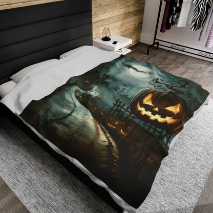 Haunted Street - Halloween Velveteen Plush Blanket