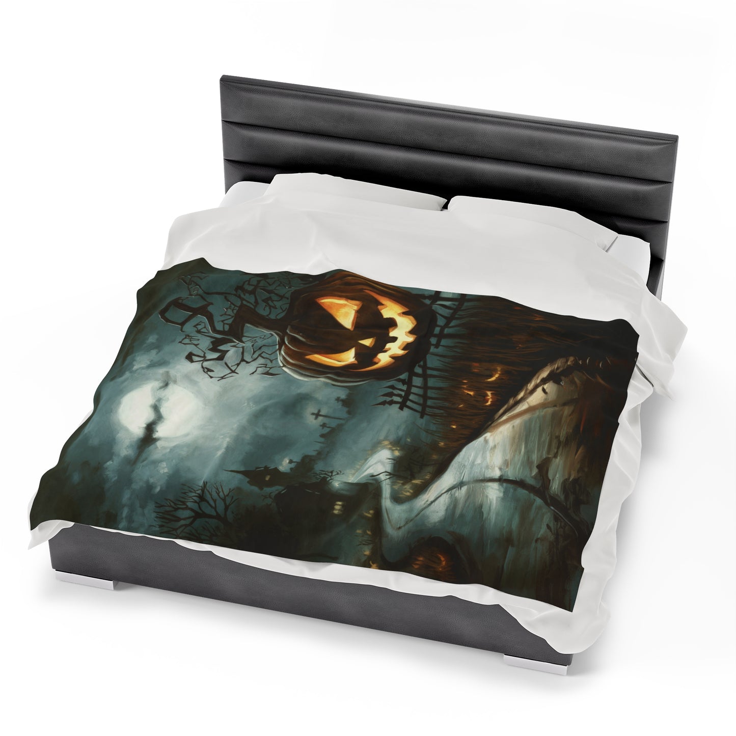 Haunted Street - Halloween Velveteen Plush Blanket