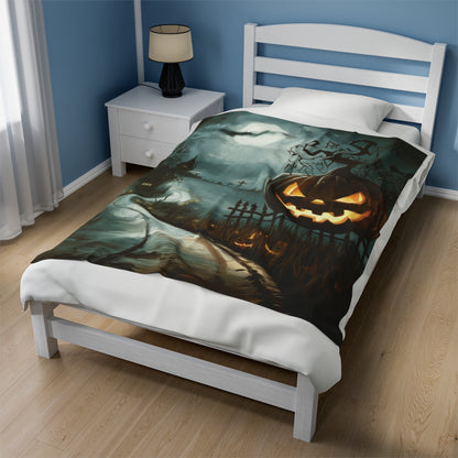 Haunted Street - Halloween Velveteen Plush Blanket