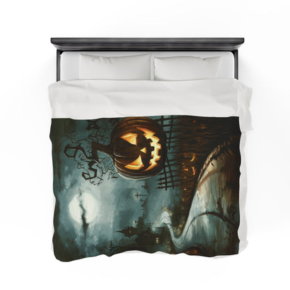 Haunted Street - Halloween Velveteen Plush Blanket