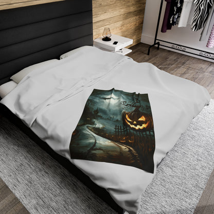 Haunted Street - Halloween Velveteen Plush Blanket