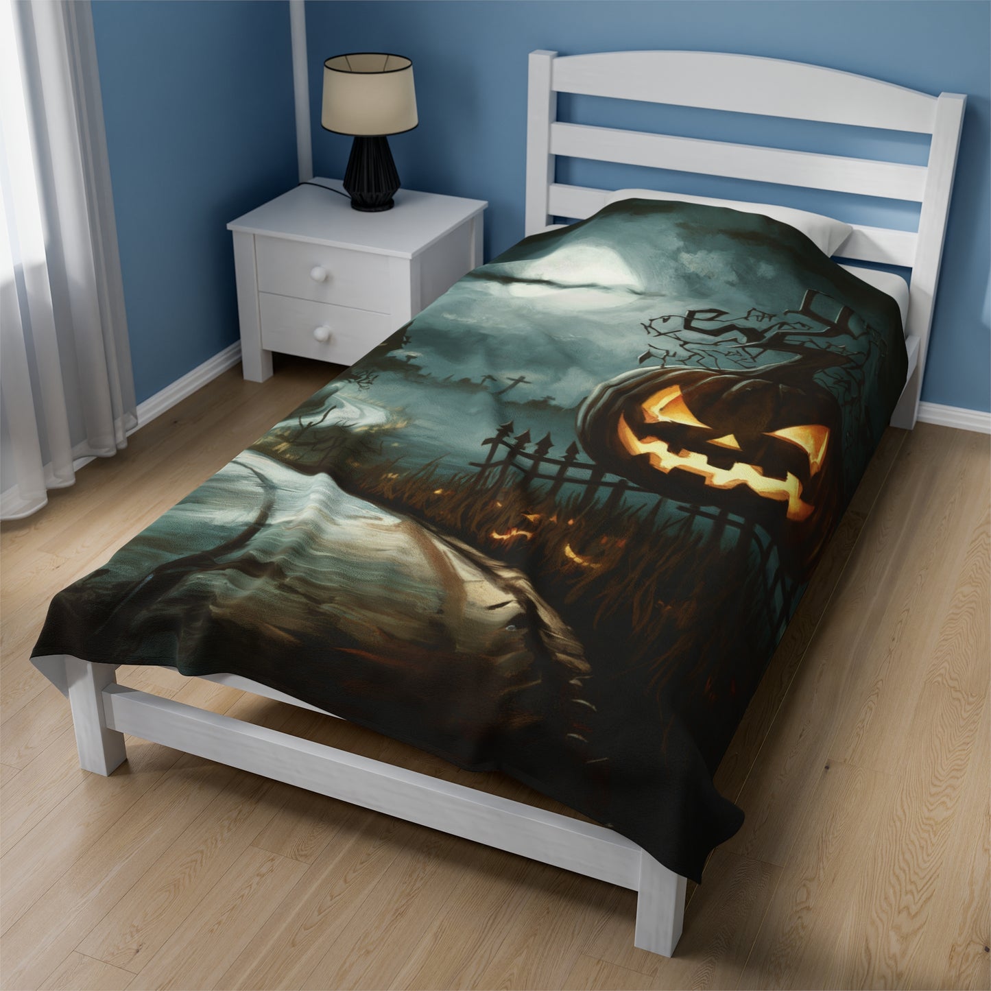 Haunted Street - Halloween Velveteen Plush Blanket