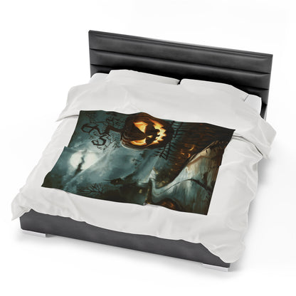 Haunted Street - Halloween Velveteen Plush Blanket