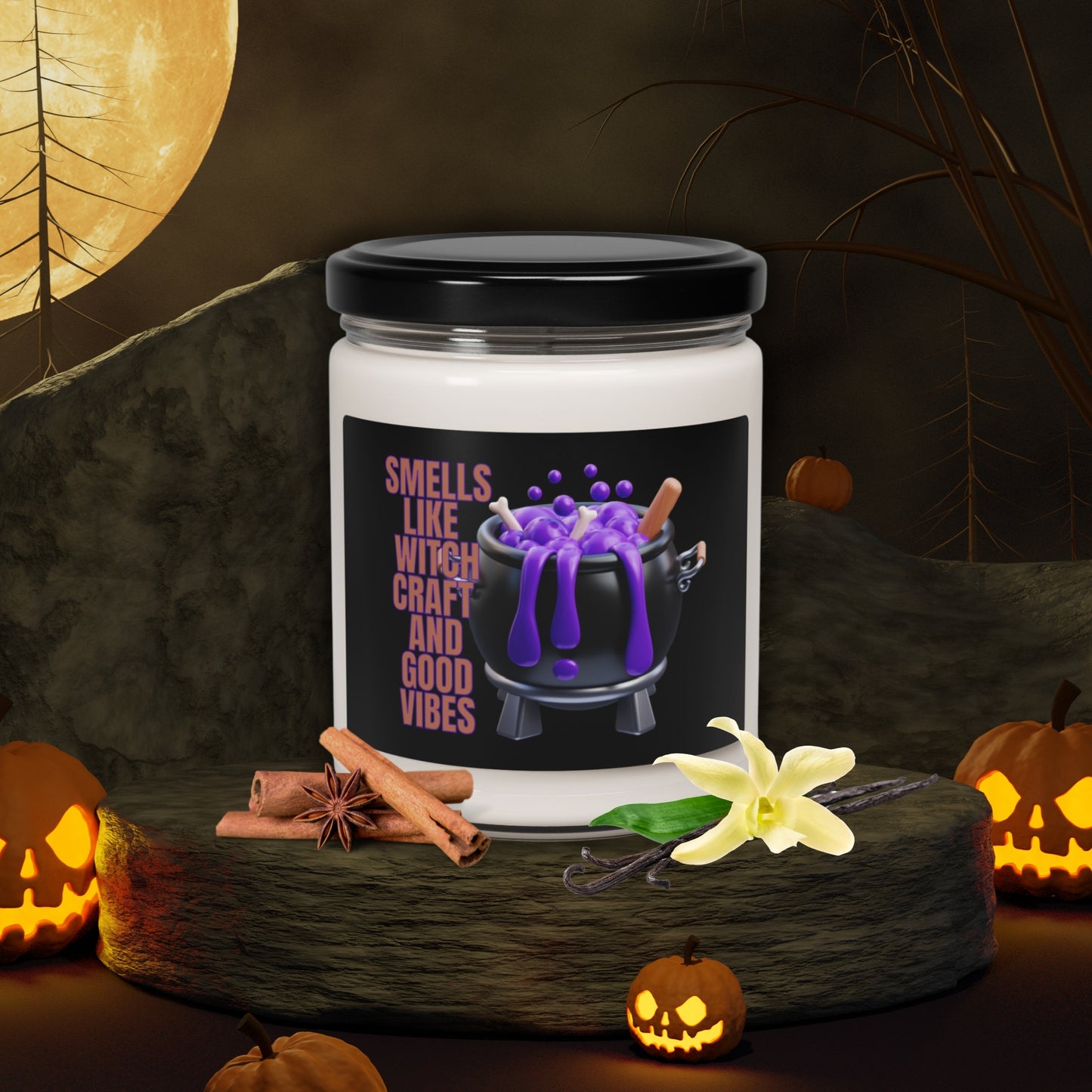 Smells Like Witchcraft & Good Vibes - Halloween Scented Soy Candle, 9oz