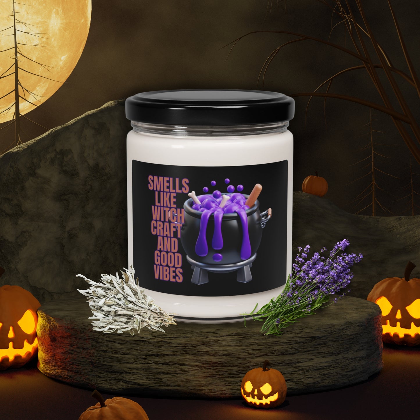 Smells Like Witchcraft & Good Vibes - Halloween Scented Soy Candle, 9oz